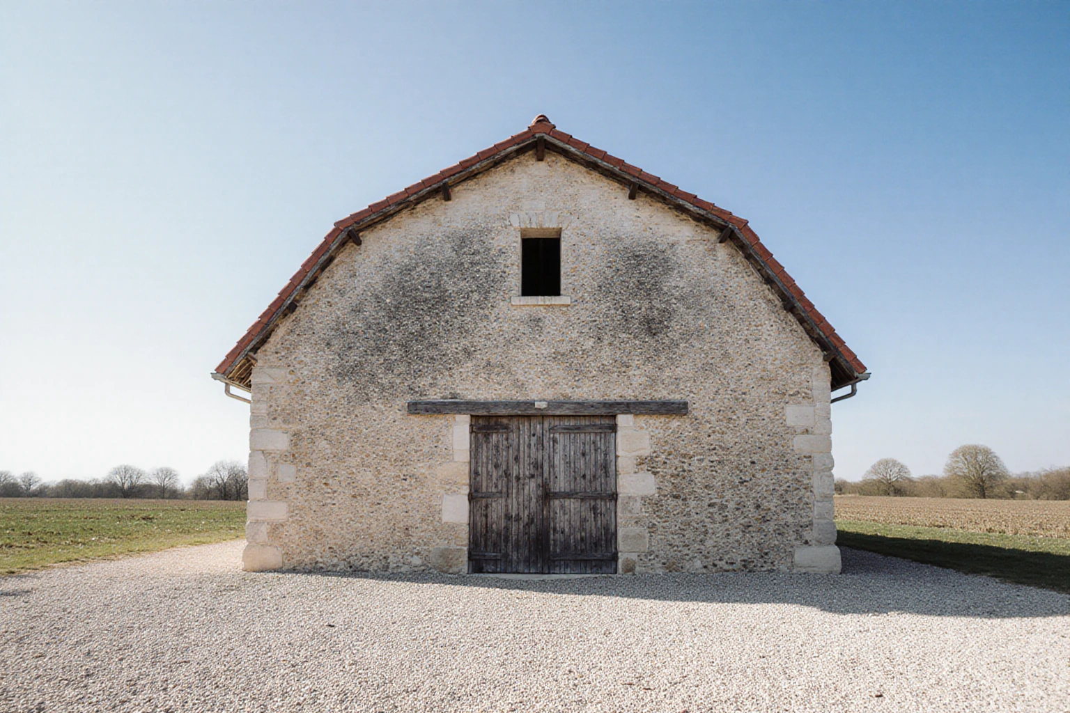 French agricultural stone barn and farmyard