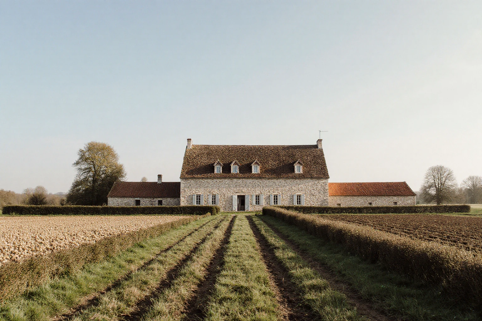 French farmland around a farmstead